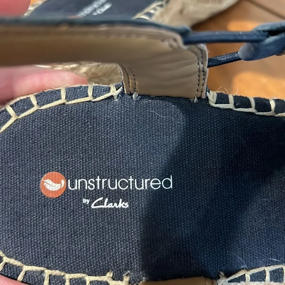 NWOT Clarks Women’s Petrine Gail Navy Nubuck Wedge size 10.